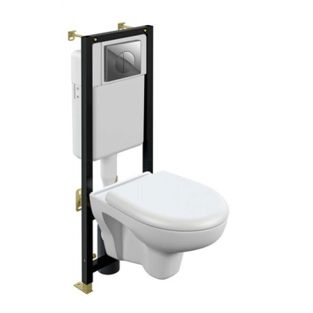 Комплект Cersanit NATURE CO DPL EO инсталляция BLACK кнопка LEON пластик хром глянцевый