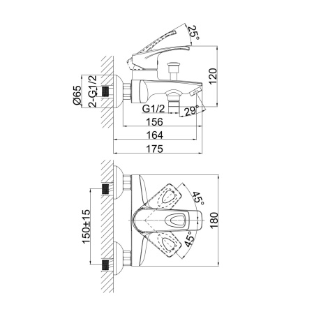 Смеситель для ванны D&K Bayern DA1183201, хром