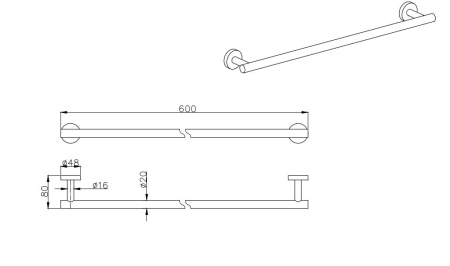 Полотенцедержатель 60см Aquatek Вега AQ4014MB черный матовый