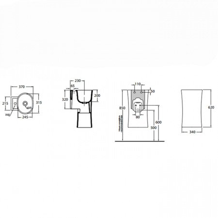 Раковина подвесная 31.5см Azzurra Nativo NAT200/0bi*0 белый