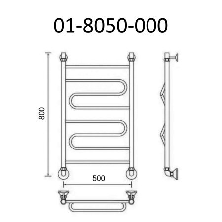 Полотенцесушитель водяной Маргроид Вид 1 80х50 хром