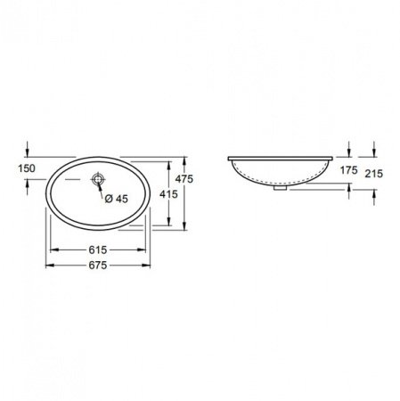Раковина встраиваемая снизу 67см Villeroy & Boch Evana 6144 00 01 alpin