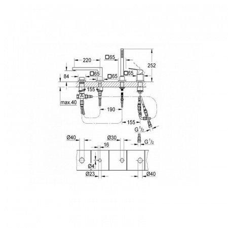 Смеситель для ванны Grohe Eurocube 19897001 хром