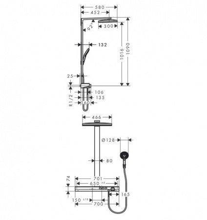 Душевая стойка Hansgrohe Rainmaker Select 27028400 хром;белый