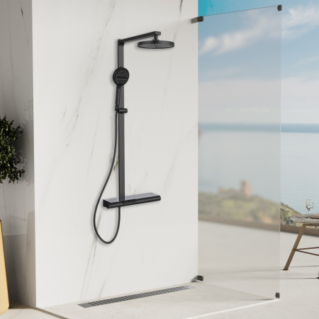 Душевая стойка со смесителем Vincea Aspire VSFS-4AS1MB черный матовый