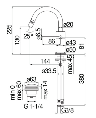 Смеситель для биде Nobili Velis VE125139/2FLP черный