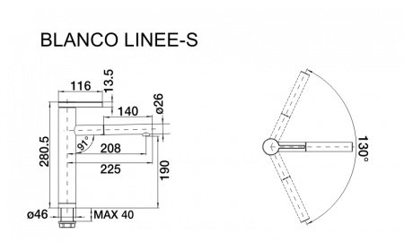 Смеситель для кухни Blanco Linee-S 526171 черный