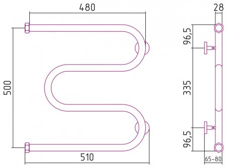 Полотенцесушитель водяной Сунержа М-образный 50х50 черный матовый
