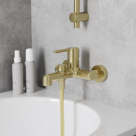 Смеситель для ванны, золотой матовый, Aiger, IDDIS AIGMG00i02WA