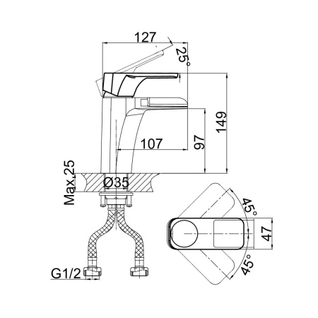 Смеситель для раковины D&K Berlin DA1432801, хром