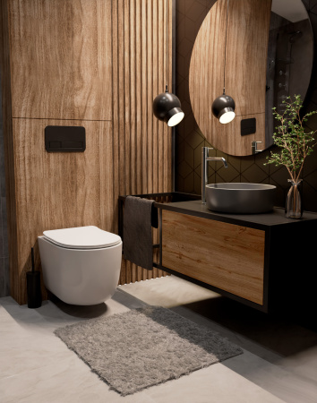 Раковина накладная 35.5см AQUAme AQM5012MFG серый матовый