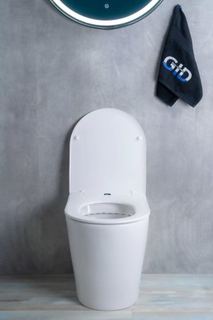 Унитаз приставной безободковый GID TRS-263 с сиденьем микролифт, белый