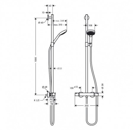 Душевая стойка Hansgrohe Croma Select S 27248400 хром;белый