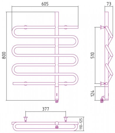 Полотенцесушитель электрический Сунержа Эпатаж 80х60 белый, подключение правое
