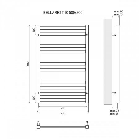 Полотенцесушитель водяной Lemark Bellario LM68810 П10 500x800