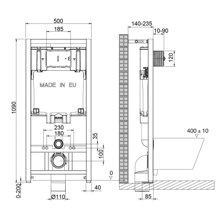 Инсталляция для подвесных унитазов Lemark Peneda 9880001