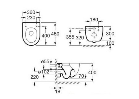 Унитаз подвесной Roca Meridian Rimless 346248000 с сиденьем микролифт