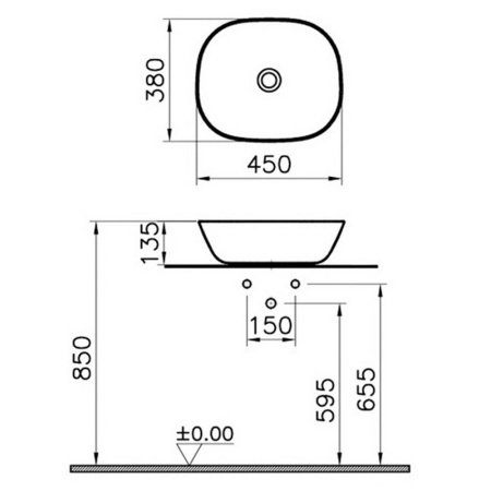 Раковина накладная 45см Vitra Plural 7810B401-0016 белый матовый