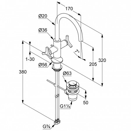 Смеситель для раковины Kludi Nova Fonte 201180539 хром