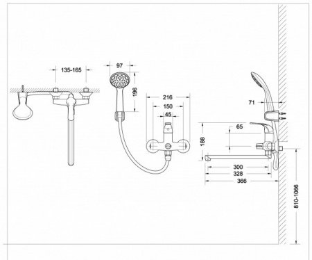 Смеситель для ванны с душем Bravat Fit F6135188CP-LB-RUS хром
