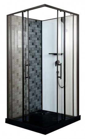 Душевая кабина Esbano Black ESKBB100СK 100x100x210см, профиль черный матовый, стекло прозрачное