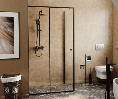 Душевой угол WasserKraft Dill 61S06 120x80x200, профиль черный, стекло прозрачное