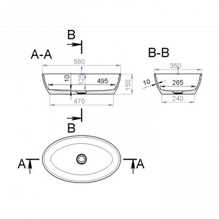 Раковина накладная 58см Salini Alda 110621M белый матовый