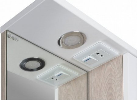 Зеркальный шкаф Iddis Sena 50 с подсветкой Белый Светлое дерево