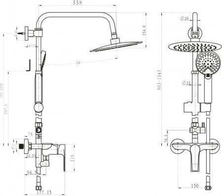 Душевая стойка BelBagno BB-COLD-U-CRM без смесителя