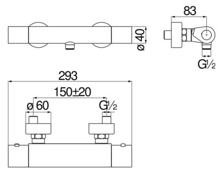Термостат для душа Nobili Seven SE124030BM черный матовый