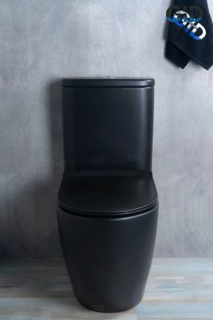 Унитаз напольный безободковый GID Tr2177BM с сиденьем микролифт, черный матовый