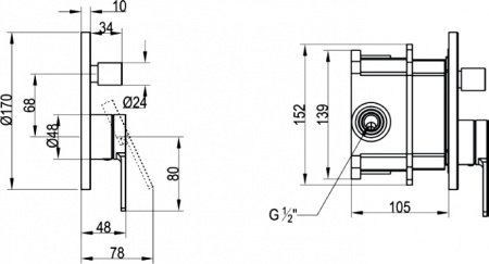 Смеситель для ванны с душем Villeroy & Boch Architectura TVS10335300061 хром