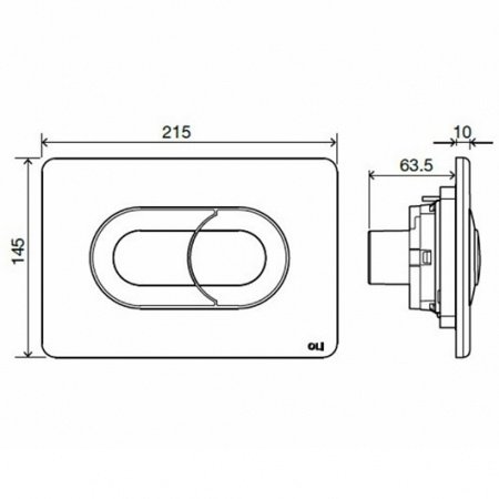 Кнопка смыва для унитазов OLI SALINA 640097 черный матовый/хром глянцевый