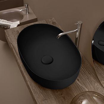 Раковина накладная 60см Kerasan Nolita 534331 черный матовый