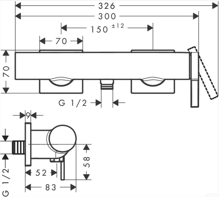 Смеситель для душа Hansgrohe Tecturis E 73620140 бронза шлифованная