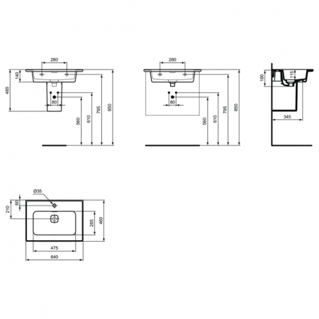 Раковина 64 см Ideal Standard STRADA II T299101
