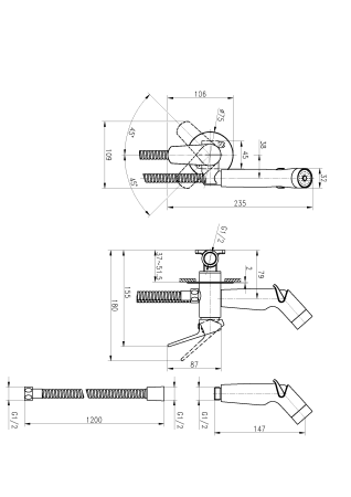 Гигиенический душ со смесителем Cersanit FLAVIS 64104 хром