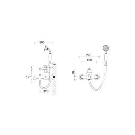 Смеситель для ванны Bronze de Luxe PERSE TB9055-PT, хром