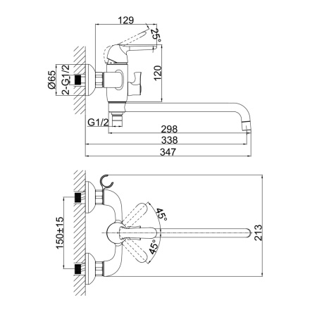 Смеситель для ванны D&K Rhein DA1343301, хром