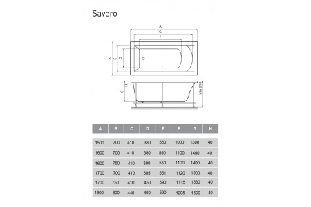 Ванна акриловая Vayer Savero Гл000009892, 160x70