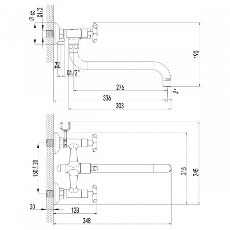 Смеситель для ванны с душем Lemark Practica LM7551C хром
