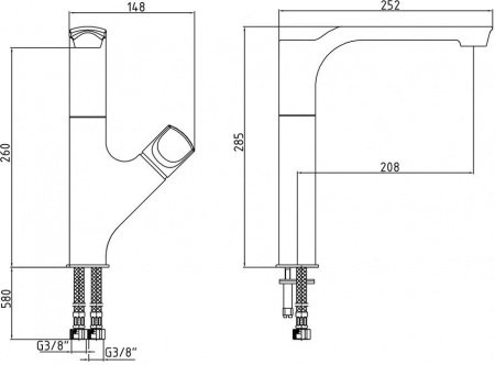 Смеситель для кухни E.C.A Myra 102118063HEX хром