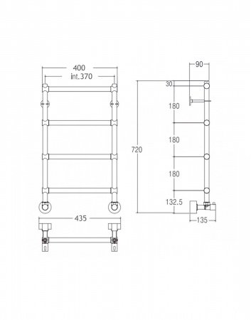 Полотенцесушитель водяной Margaroli Sole 442-4/S 4423704GON 720х435 золото