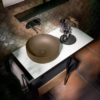 Раковина накладная 40см Kerasan Nolita 534488 коричневый матовый