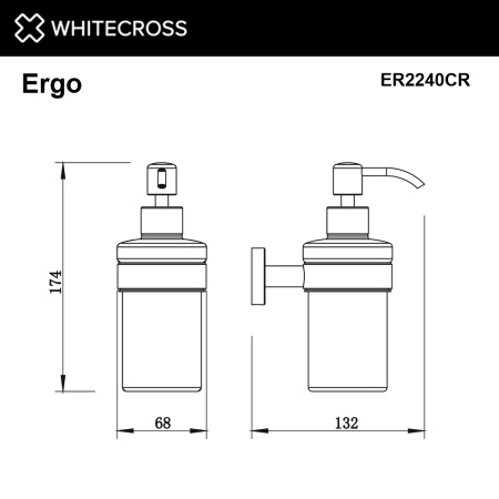 Дозатор для жидкого мыла подвесной WHITECROSS Ergo ER2240CR (хром)