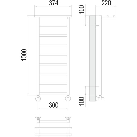 Полотенцесушитель водяной с полкой Terminus Контур П9 30х100