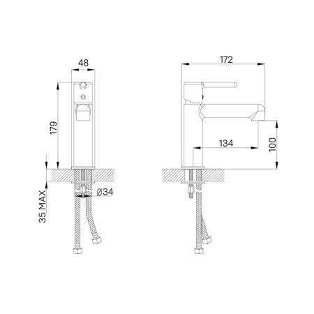 Cмеситель для умывальника, черный матовый, Aiger, IDDIS AIGBL00i01