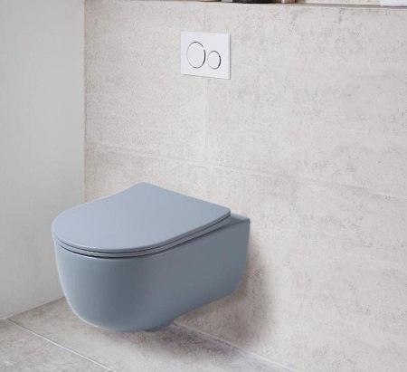 Унитаз подвесной безободковый Vincea Evo VT1-34SMO голубой матовый, с сиденьем микролифт