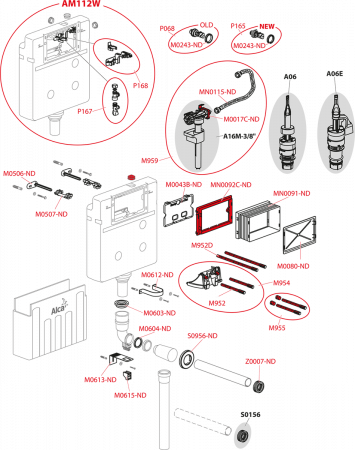 Бачок скрытого монтажа для приставных унитазов AlcaPlast Basicmodul AM112