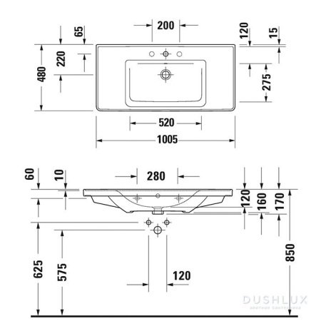 Раковина подвесная 100см Duravit D-Neo 2367100000 белый